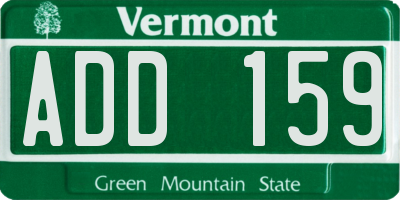 VT license plate ADD159