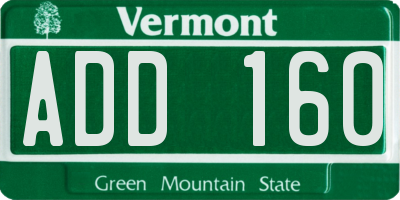 VT license plate ADD160