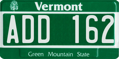 VT license plate ADD162