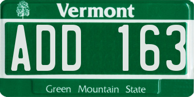 VT license plate ADD163