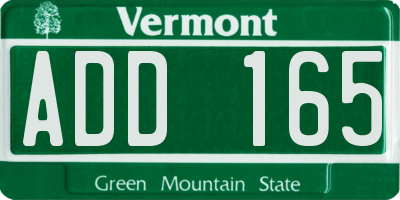 VT license plate ADD165