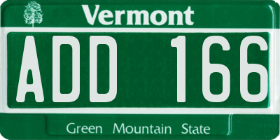 VT license plate ADD166