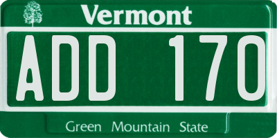 VT license plate ADD170