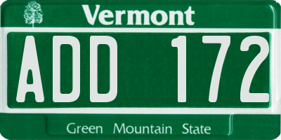 VT license plate ADD172