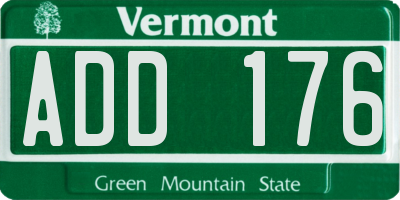 VT license plate ADD176