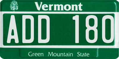 VT license plate ADD180
