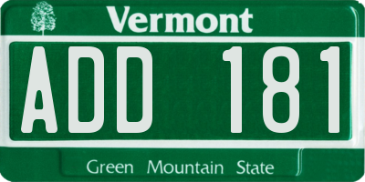VT license plate ADD181