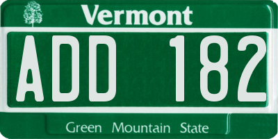 VT license plate ADD182