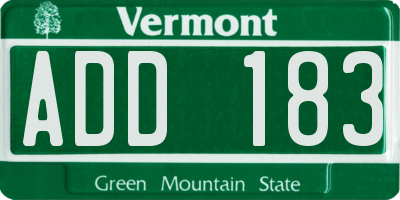 VT license plate ADD183