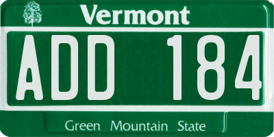 VT license plate ADD184