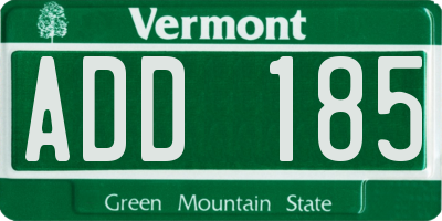 VT license plate ADD185