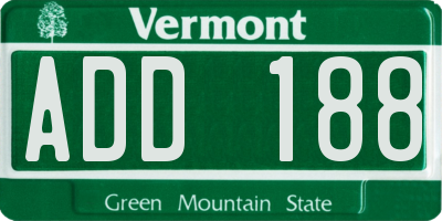 VT license plate ADD188