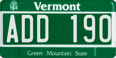 VT license plate ADD190