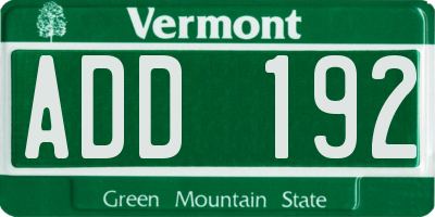 VT license plate ADD192