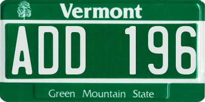 VT license plate ADD196