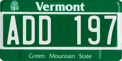 VT license plate ADD197