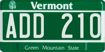 VT license plate ADD210