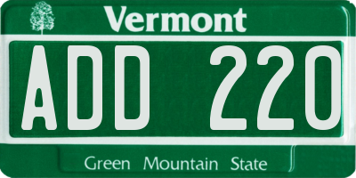 VT license plate ADD220