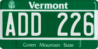 VT license plate ADD226