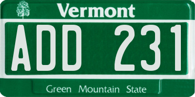 VT license plate ADD231