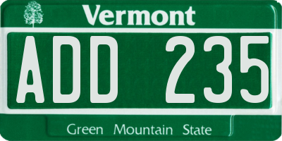 VT license plate ADD235