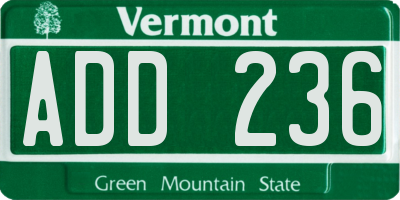 VT license plate ADD236