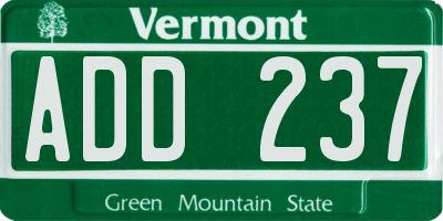 VT license plate ADD237
