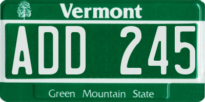 VT license plate ADD245
