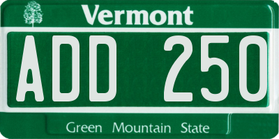 VT license plate ADD250