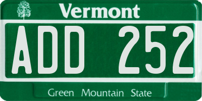 VT license plate ADD252