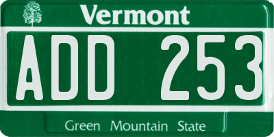 VT license plate ADD253