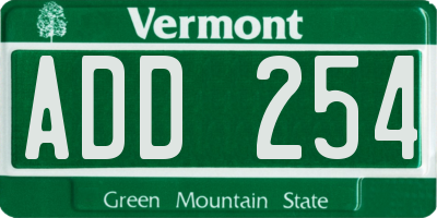 VT license plate ADD254