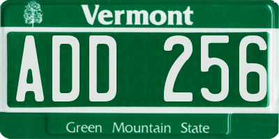 VT license plate ADD256
