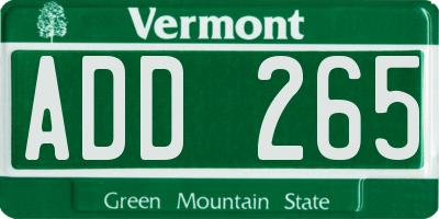 VT license plate ADD265
