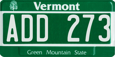 VT license plate ADD273