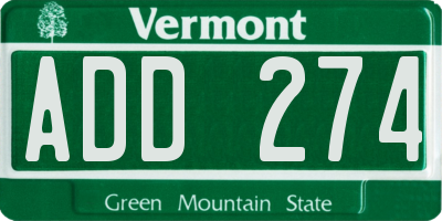 VT license plate ADD274