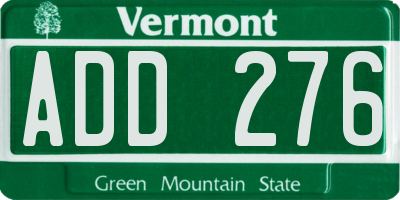 VT license plate ADD276