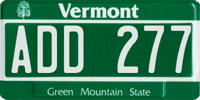 VT license plate ADD277