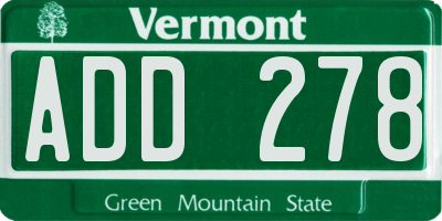 VT license plate ADD278