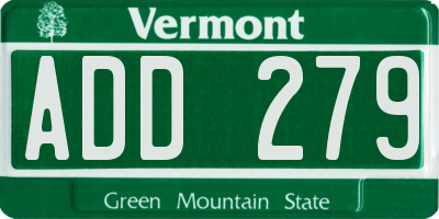 VT license plate ADD279