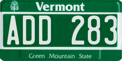 VT license plate ADD283