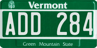 VT license plate ADD284