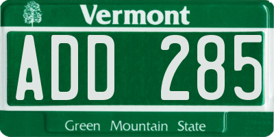 VT license plate ADD285