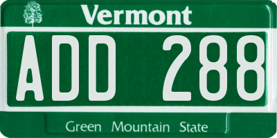 VT license plate ADD288