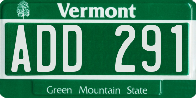 VT license plate ADD291