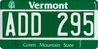 VT license plate ADD295