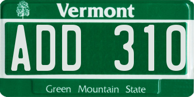 VT license plate ADD310