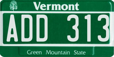 VT license plate ADD313