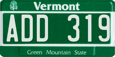 VT license plate ADD319