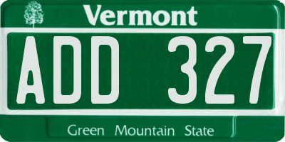VT license plate ADD327